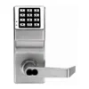 Alarm Lock Trilogy DL2700 Keypad Lock Alarm Lock Trilogy DL2700IC in US26D satin chrome: keypad and lever with the empty figure-8 opening for an interchangeable core, which is not included