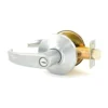 BEST 9K Series Cylindrical Lock BEST 9K privacy lock in 626 satin chrome with #14 curved return levers on D roses: the outside lever has a slotted release instead of a core, shown with the latch