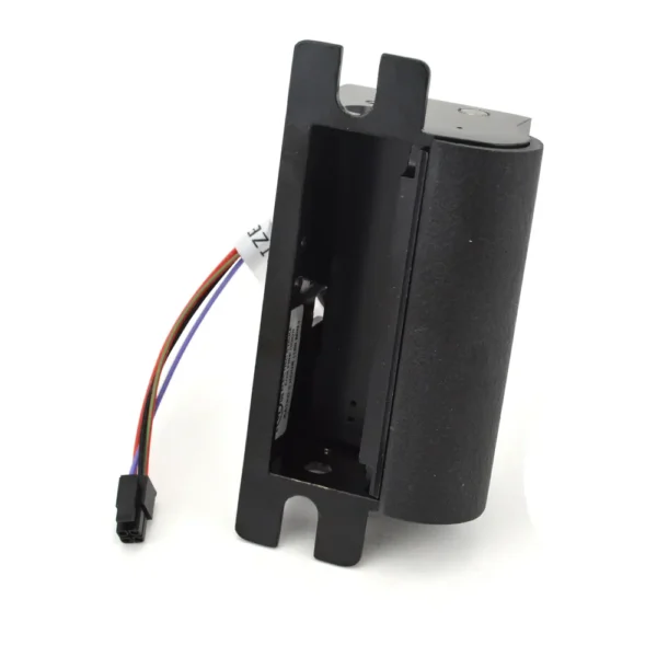 HES 1006 electric strike body in black with its plug-in wiring, shown without a faceplate